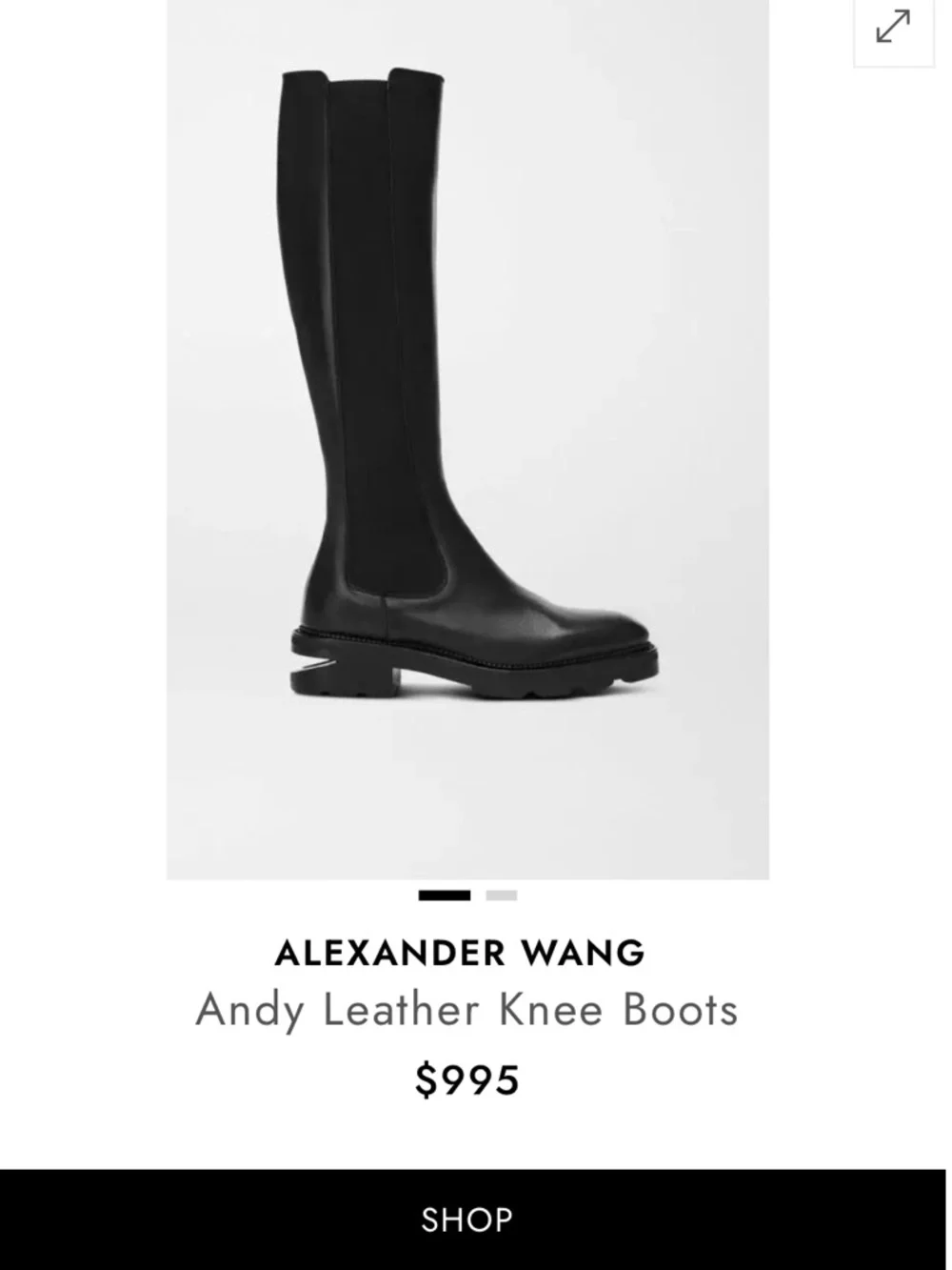 Like New! Alexander Wang Andy Knee-High Black Leather Chelsea Riding Boots